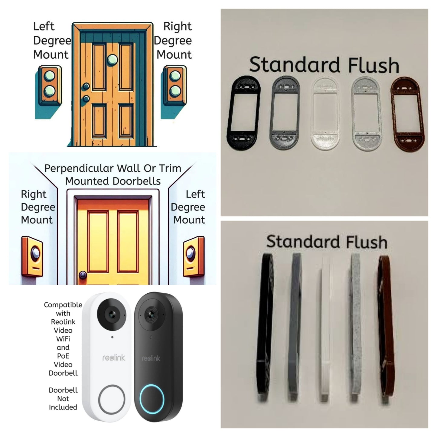 Reolink Video Doorbell PoE WiFi Compatible Angle Flush Mount