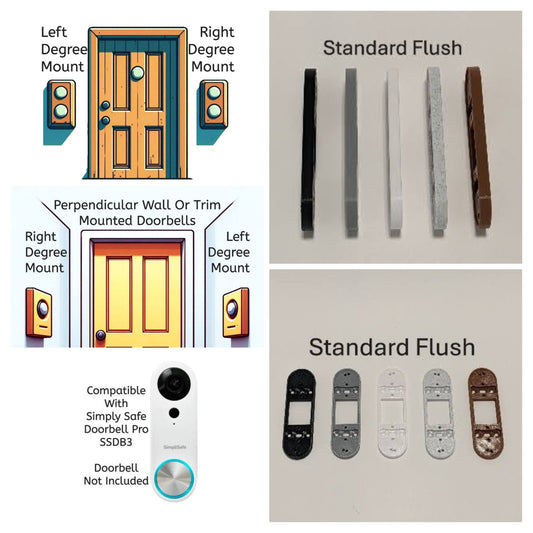 Simply Safe Video Doorbell Pro SSDB3 Compatible Angle Flush Mount