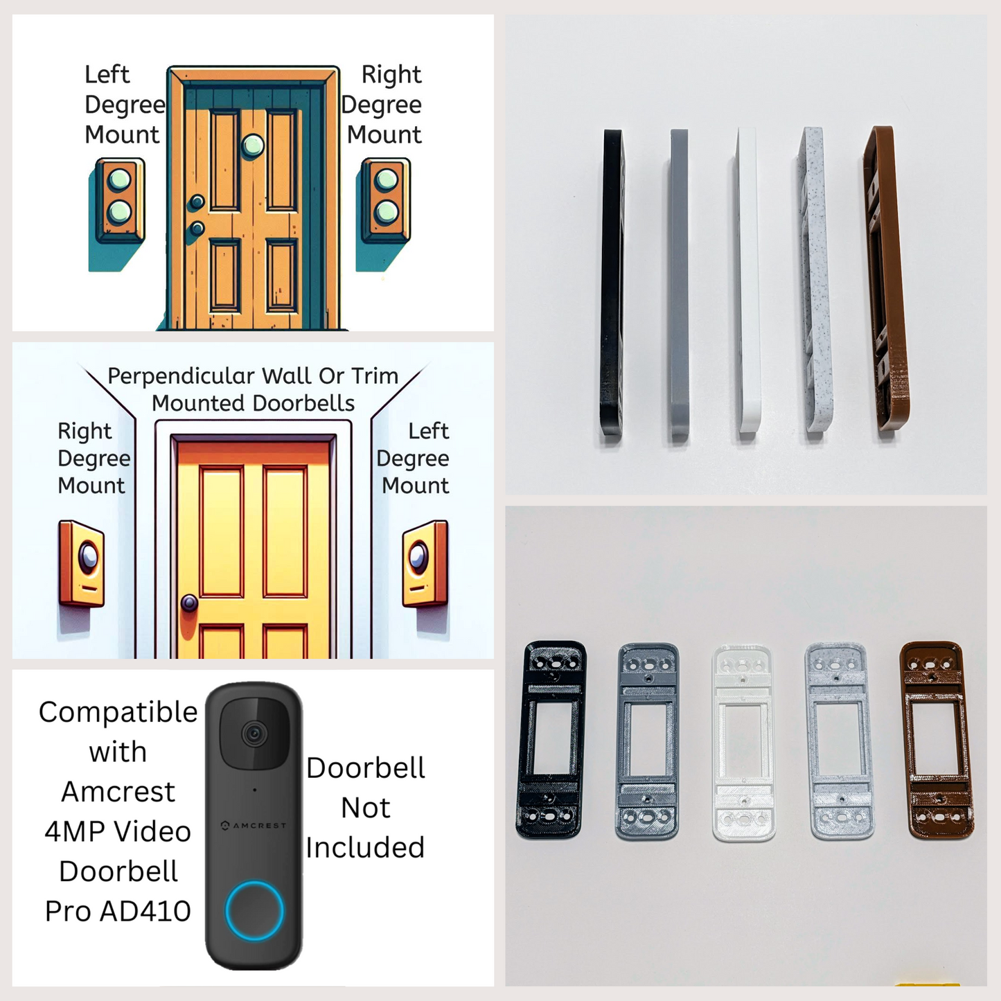 Amcrest 4MP Video Doorbell Pro AD410 Compatible Angle Flush Mount
