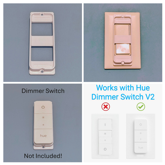 Philips Hue Smart Dimmer Switch V2 Hidden Decora Rocker Screw Plate Adapter