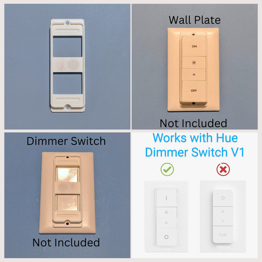 Philips Hue Smart Dimmer Switch V1 Hidden Decora Rocker Screw Plate Adapter
