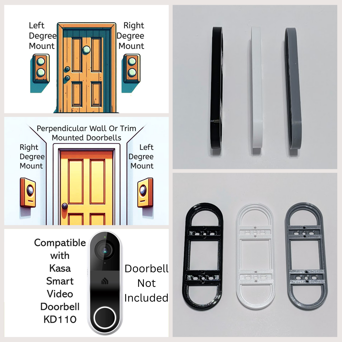 Kasa Smart Video Doorbell KD110 Compatible Angle Flush Mount