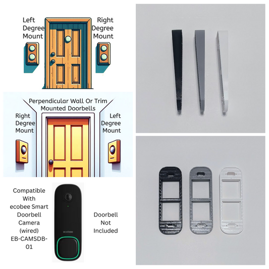 ecobee Smart Video Doorbell Camera EB-CAMSDB-01 (Wired) Compatible Angle Wedge Mount