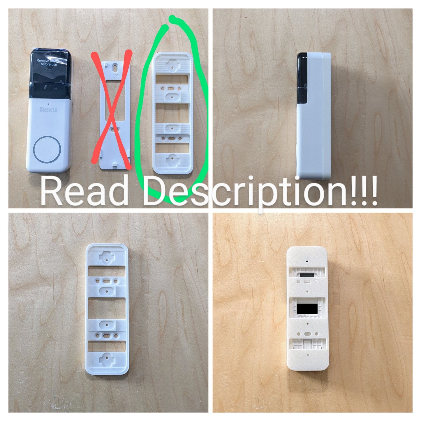 Roku Wire-Free Video Doorbell DB1000X Compatible Angle Flush Mount